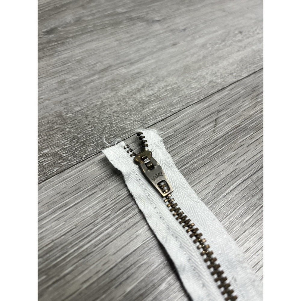 Vintage Scovill 10" Brass Front Zipper With White Tape